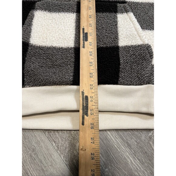 American Eagle Hoodie Women’s Sherpa Fleece Kangaroo Pocket Black White Medium - Picture 6 of 9